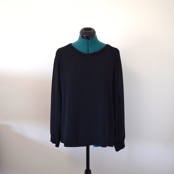 2/$20 Black Sheer Sleeve Chiffon Long Sleeve Top - Picture 1 of 8